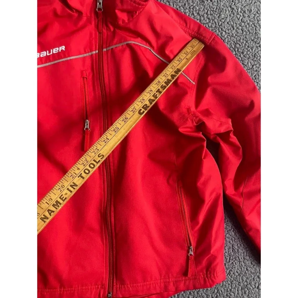 Bauer Team Youth Large Red Full Zip Hockey Warm Up Jacket Reflective Softshell